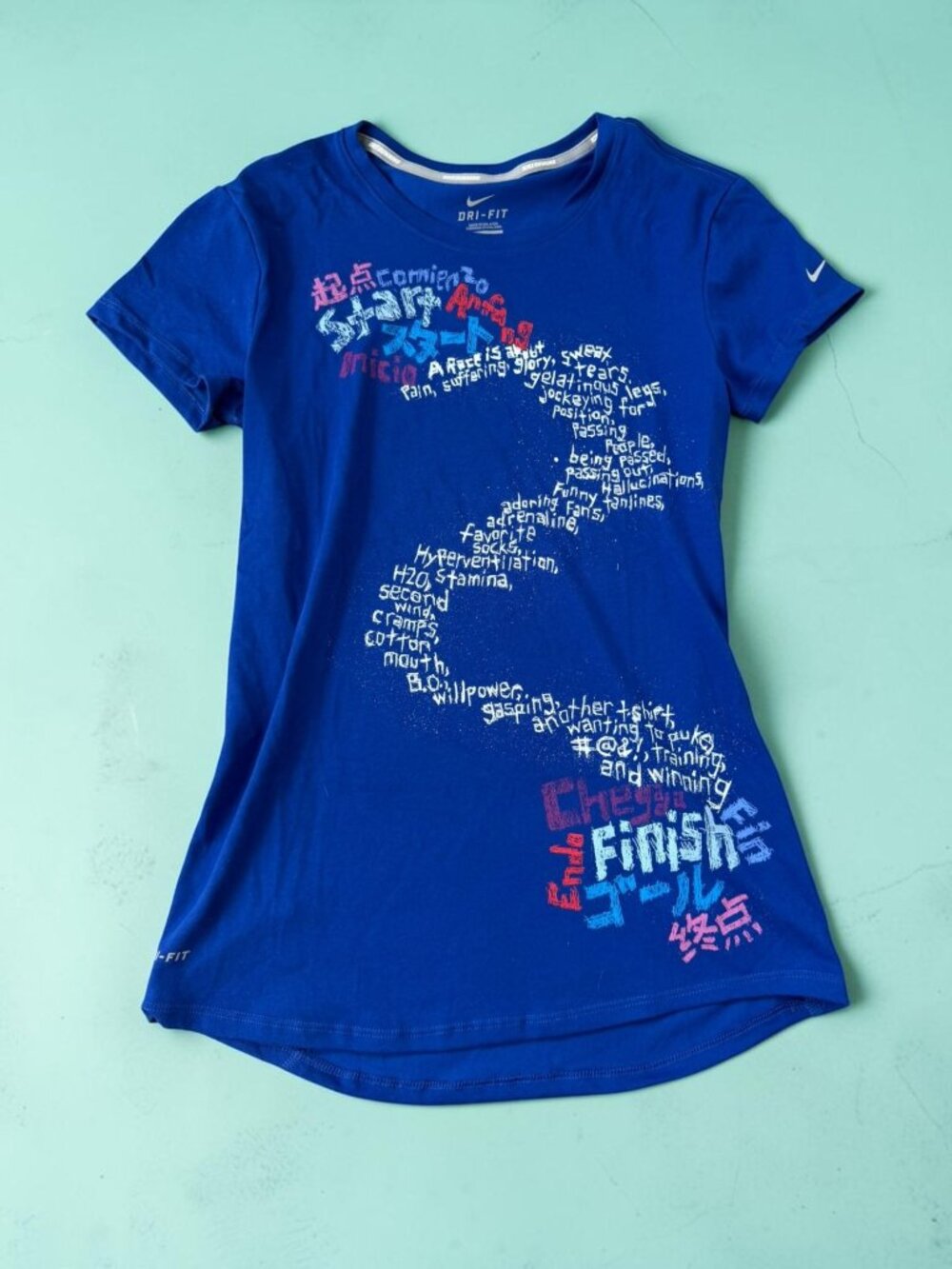 NIKE Women’s Blue Finish Line T Shirt Size XS